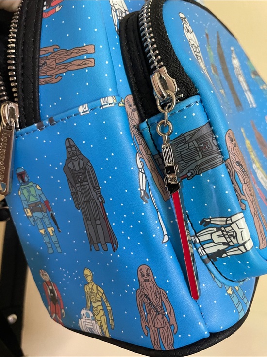 AUTHENTIC Star Wars Loungefly Blue Retro Toy Characters Backpack main image 4